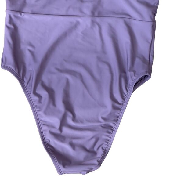 Shade & Shore Women's Torso Plunge Front Swimsuit Mauve Purple XLARGE NWT - Picture 7 of 12